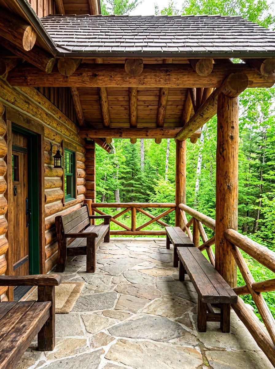 Rustic Log Porch - 30 porch extension ideas
