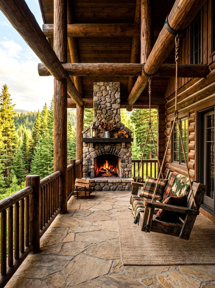 Rustic Log Porch - 30 patio cover ideas
