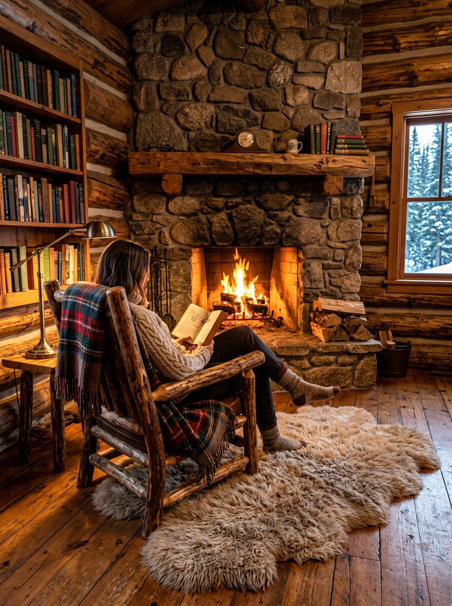 Rustic Log Reading Nook - 30 reading nook ideas