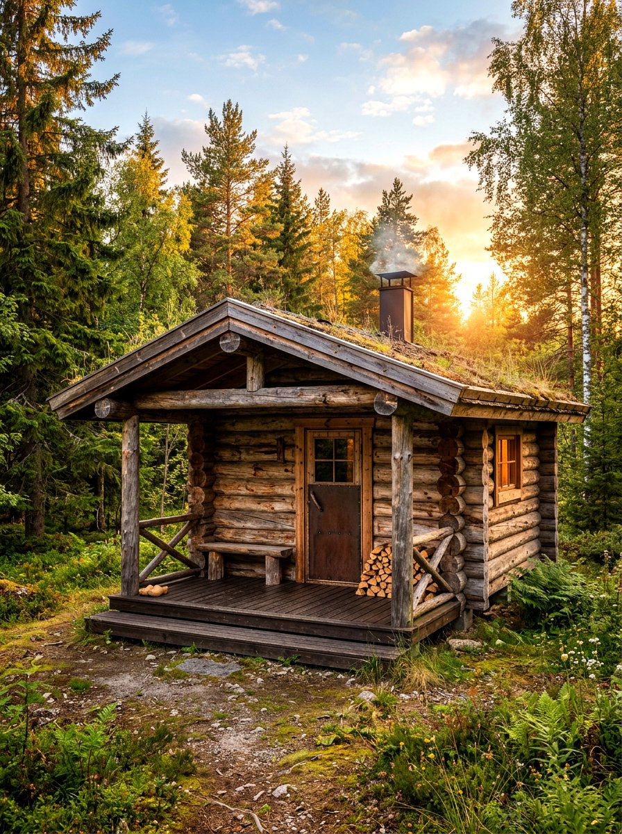 Rustic Log Sauna - 30 sauna room ideas