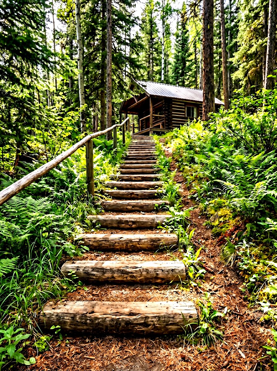 Rustic Log Stairs - 30 retaining wall stairs ideas