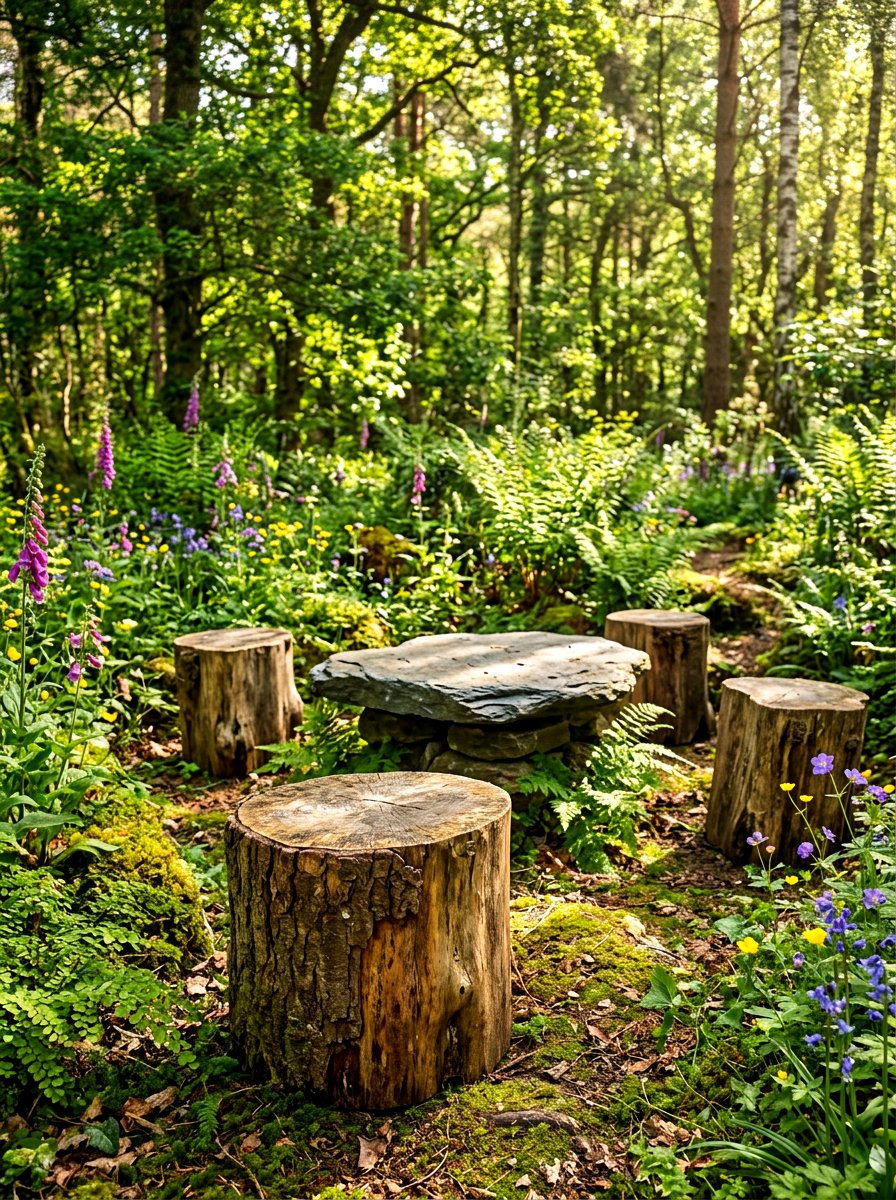 Rustic Log Stool - 30 secret garden seating ideas