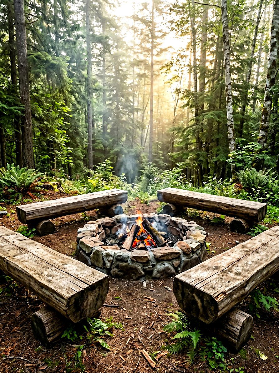 Rustic Log Sunken Fire Pit - 30 sunken fire pit ideas