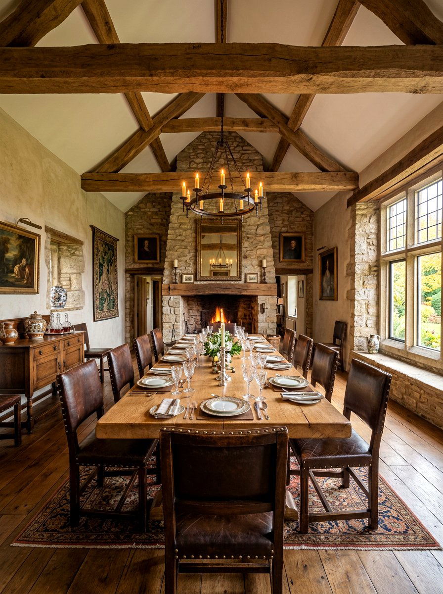 Rustic Manor Dining Room - 30 old money dining room decor ideas