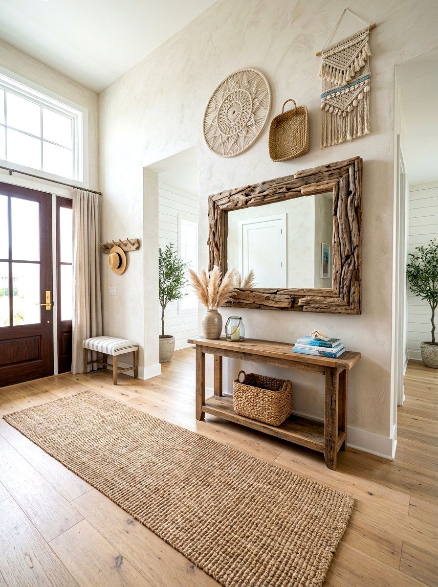 Rustic Mirror Entryway Accent - 30 mirror wrapped foyer ideas
