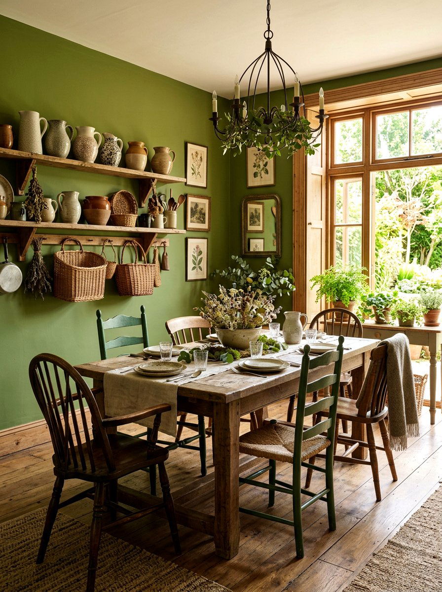 Rustic Moss Green Dining Room - 30 moss green dining room ideas