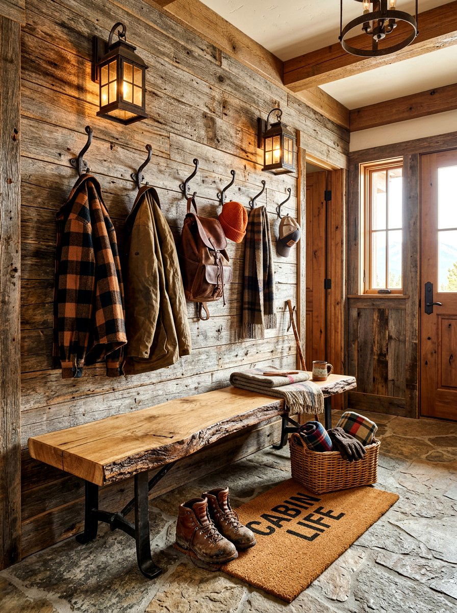 Rustic Mudroom Bench - 30 mudroom drop zone bench ideas