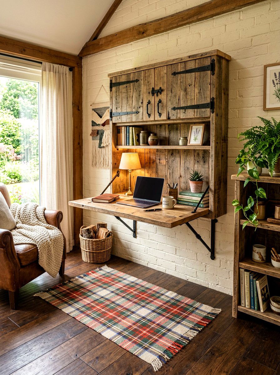 Rustic Murphy Desk - 30 Murphy desk apartment ideas
