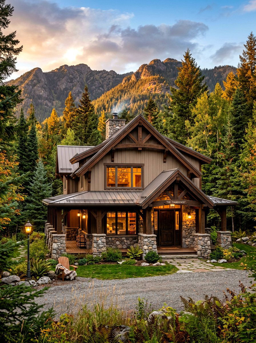 Rustic Mushroom Mountain House - 30 mushroom exterior paint ideas