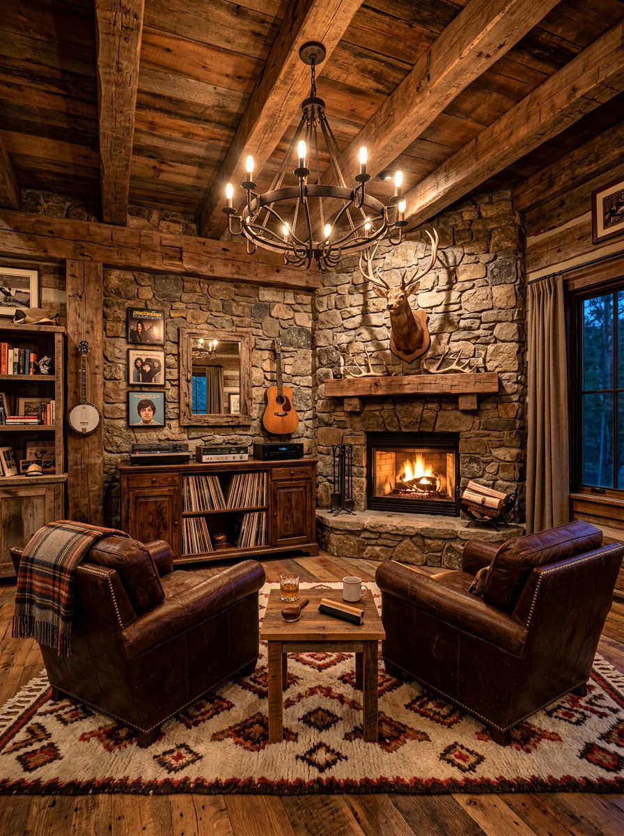 Rustic Music Den - 30 listening lounge ideas