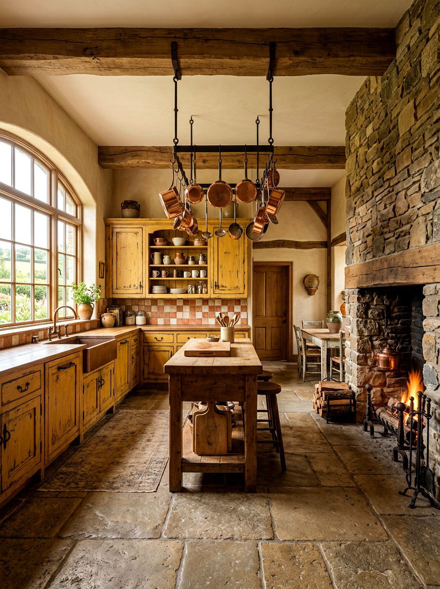 Rustic Mustard Kitchen Cabinets - 30 muted yellow kitchen ideas
