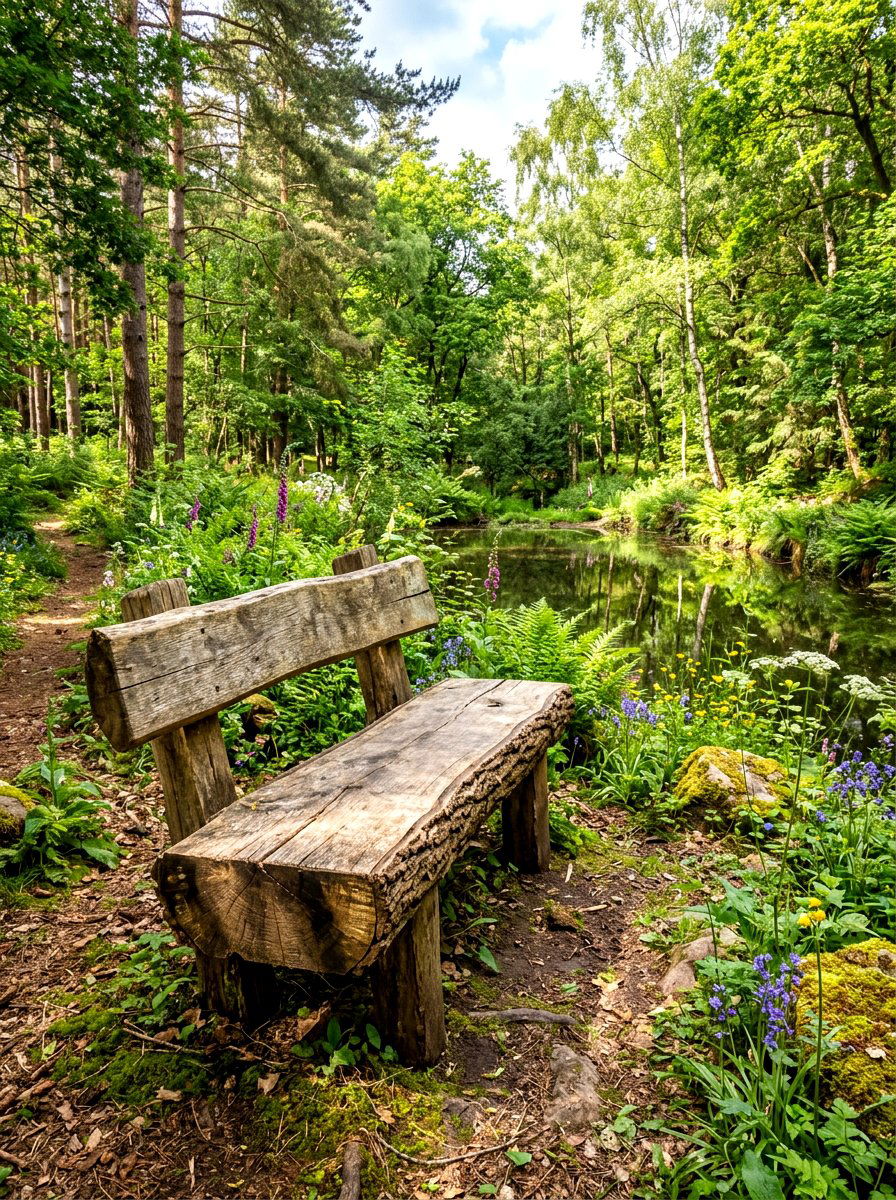 Rustic Natural Log Bench - 30 tea garden seating ideas