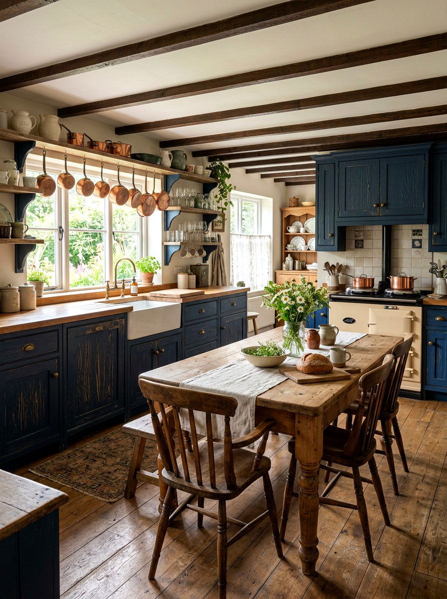 Rustic Navy Blue Kitchen Cabinets - 30 navy kitchen cabinet ideas