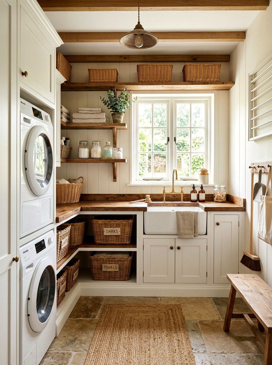 Rustic Neutral Laundry Room - 30 neutral home decor ideas