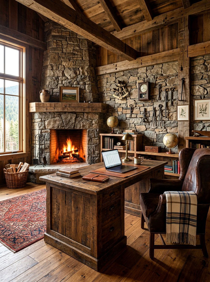 Rustic Office - 30 work from home office ideas