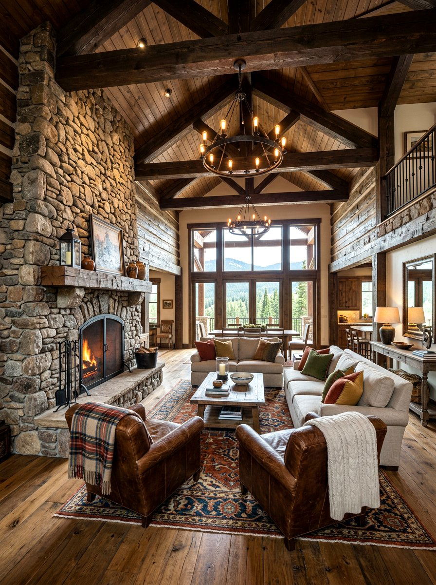 Rustic Open Living Room With Beams - 30 open concept living room ideas