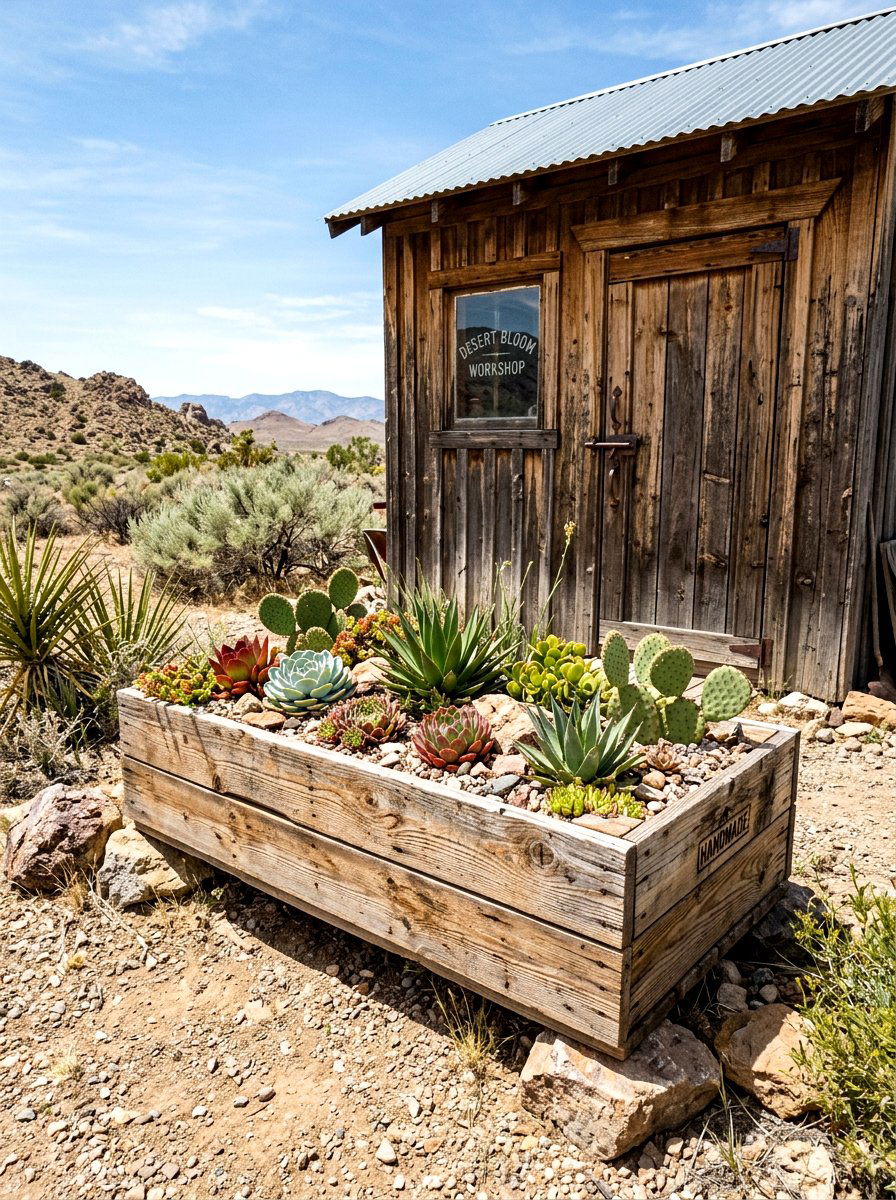 Rustic Pallet Flower Box - 30 shed flower box ideas
