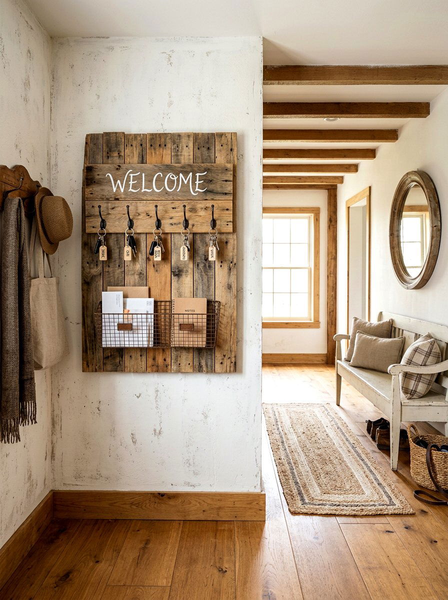 Rustic Pallet Hallway - 30 message board wall ideas