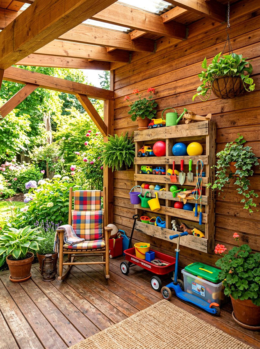 Rustic Pallet Toy Rack - 30 pet toy wall storage ideas