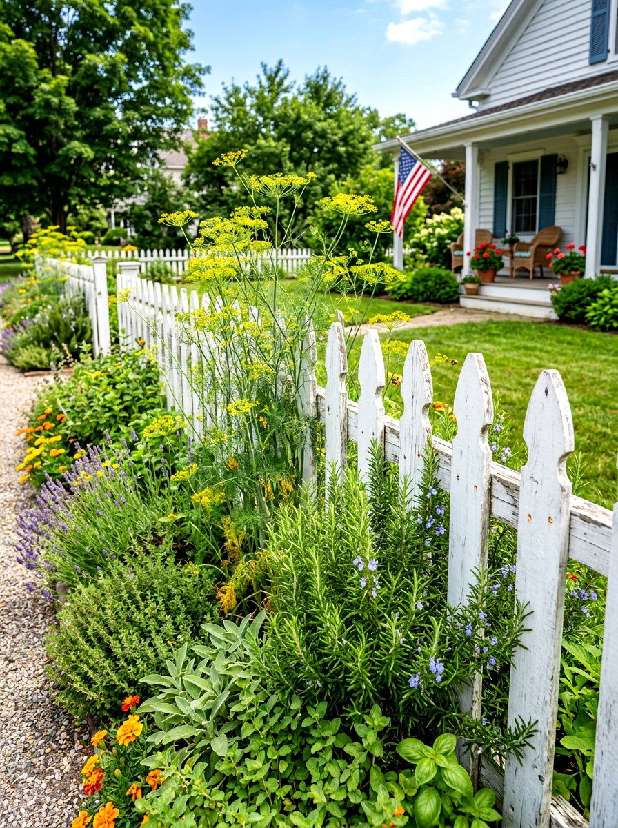 Rustic Picket Fence Herb Border - 30 herb border garden ideas