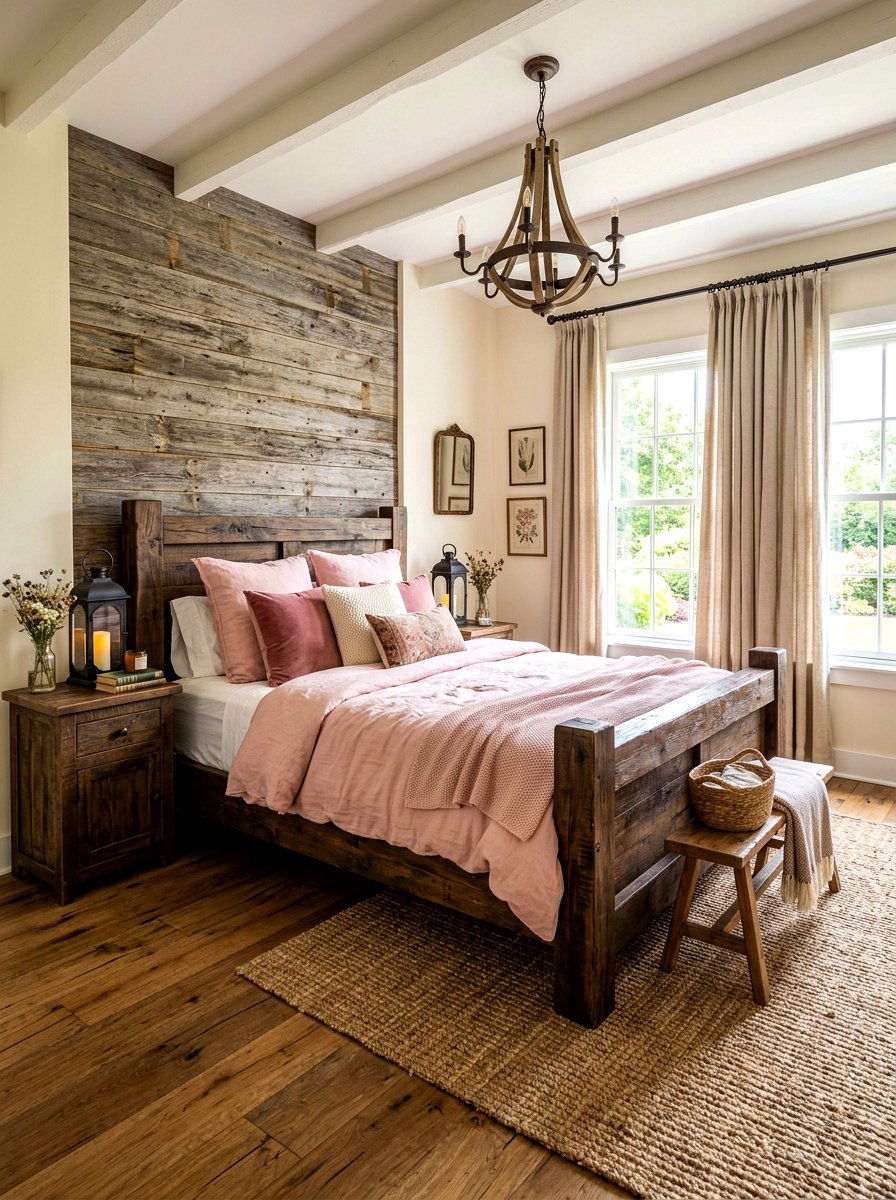 Rustic Pink Bedroom - 30 blush and beige bedroom ideas