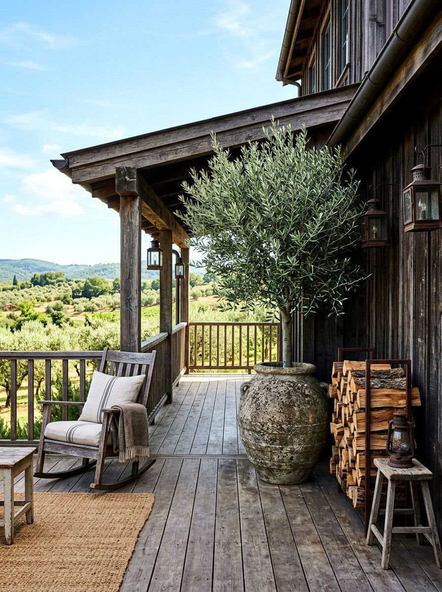 Rustic Porch - 30 potted olive tree entry ideas