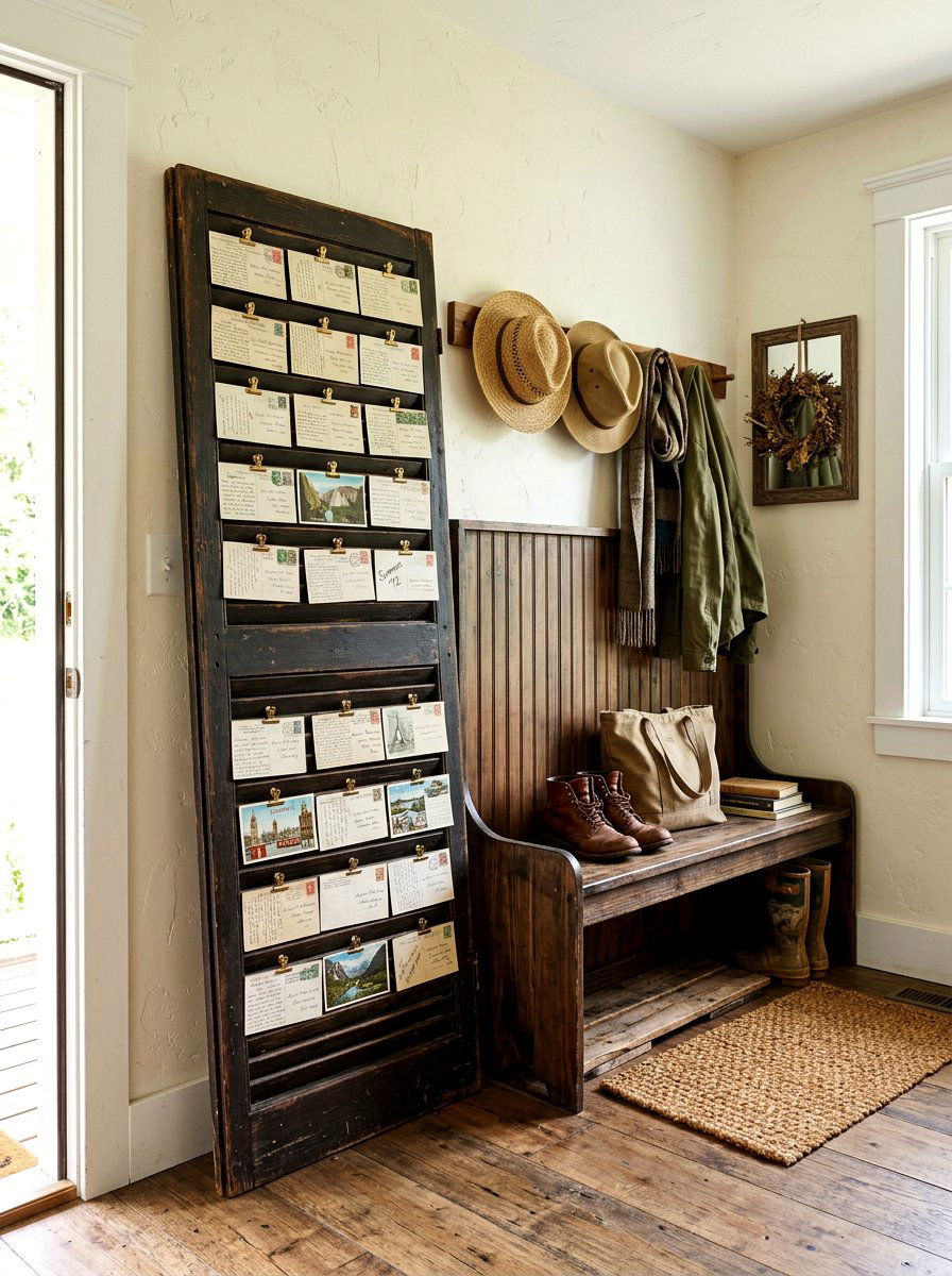 Rustic Postcard Shutter - 30 postcard wall decor ideas