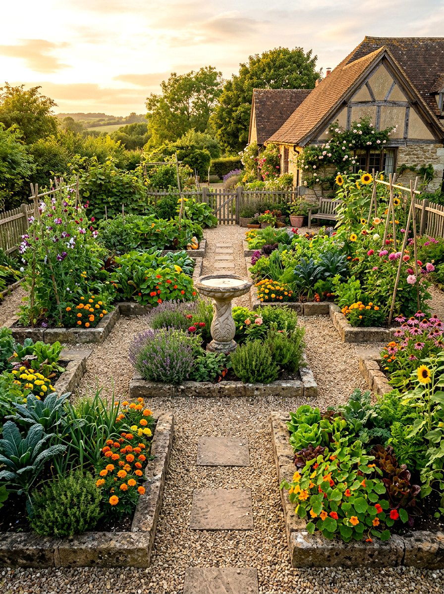 Rustic Potager Garden - 30 kitchen vegetable garden ideas