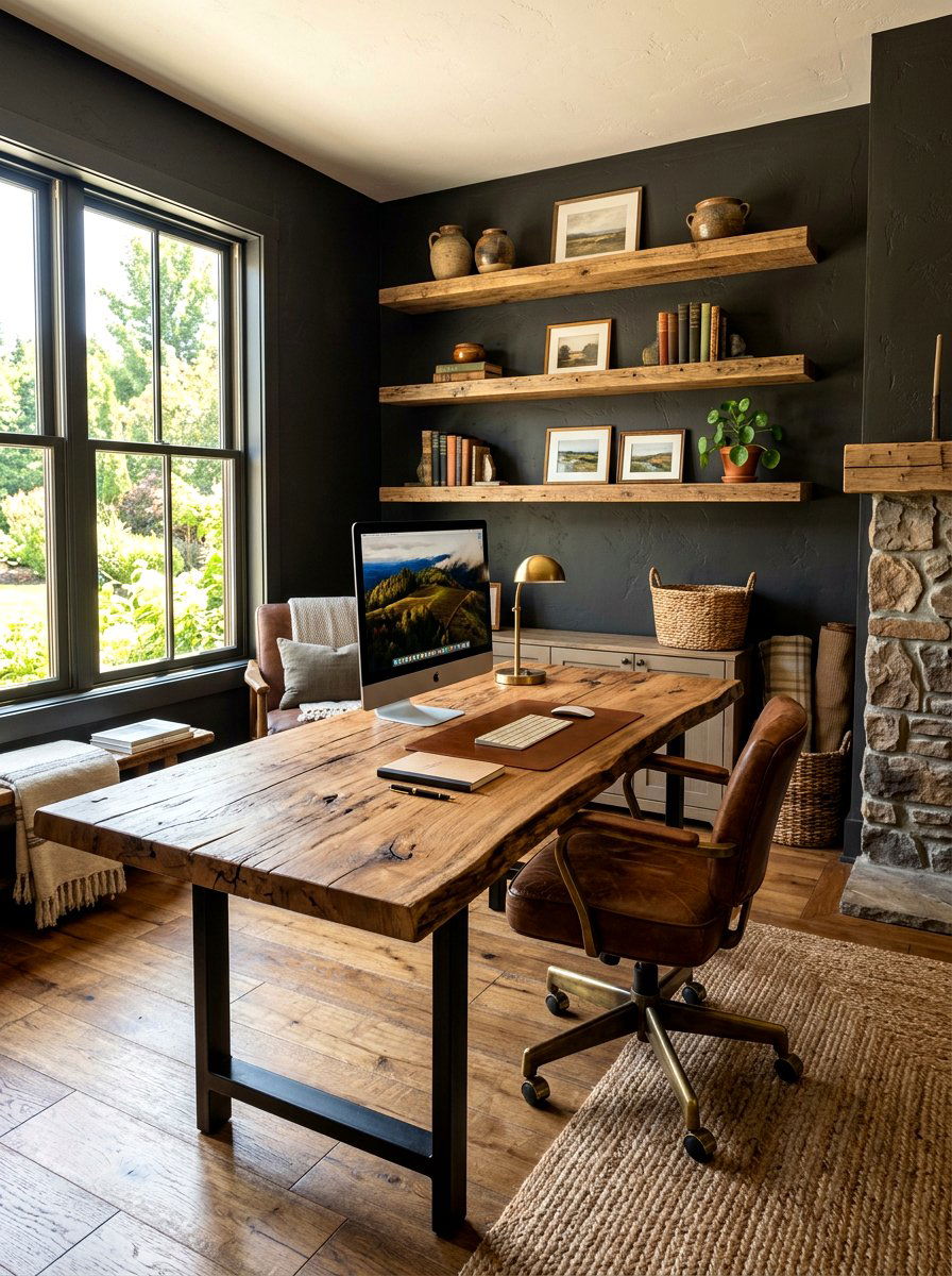 Rustic Reclaimed Wood - 30 moody editor office ideas