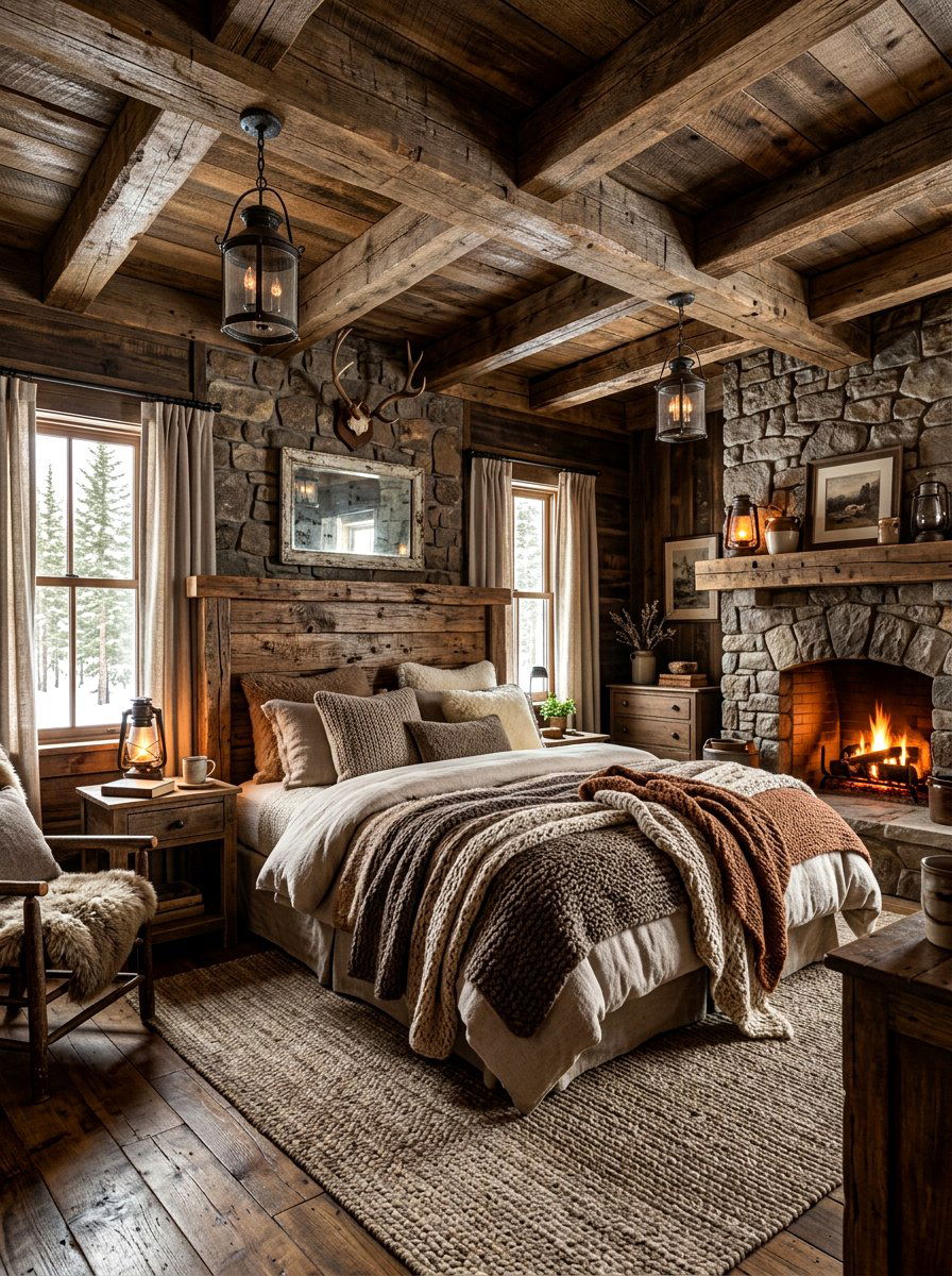 Rustic Reclaimed Wood Bedroom - 30 all brown bedroom ideas