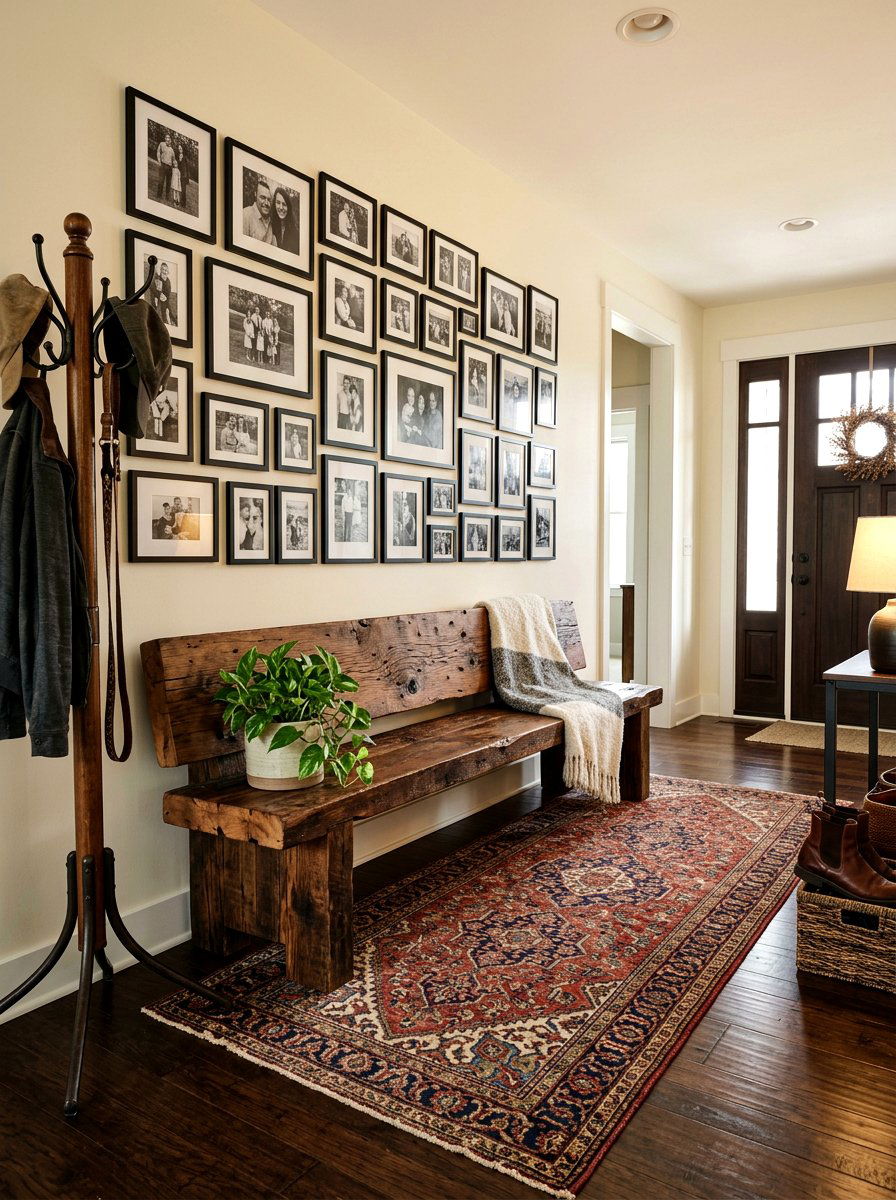 Rustic Reclaimed Wood Bench - 30 entryway bench ideas