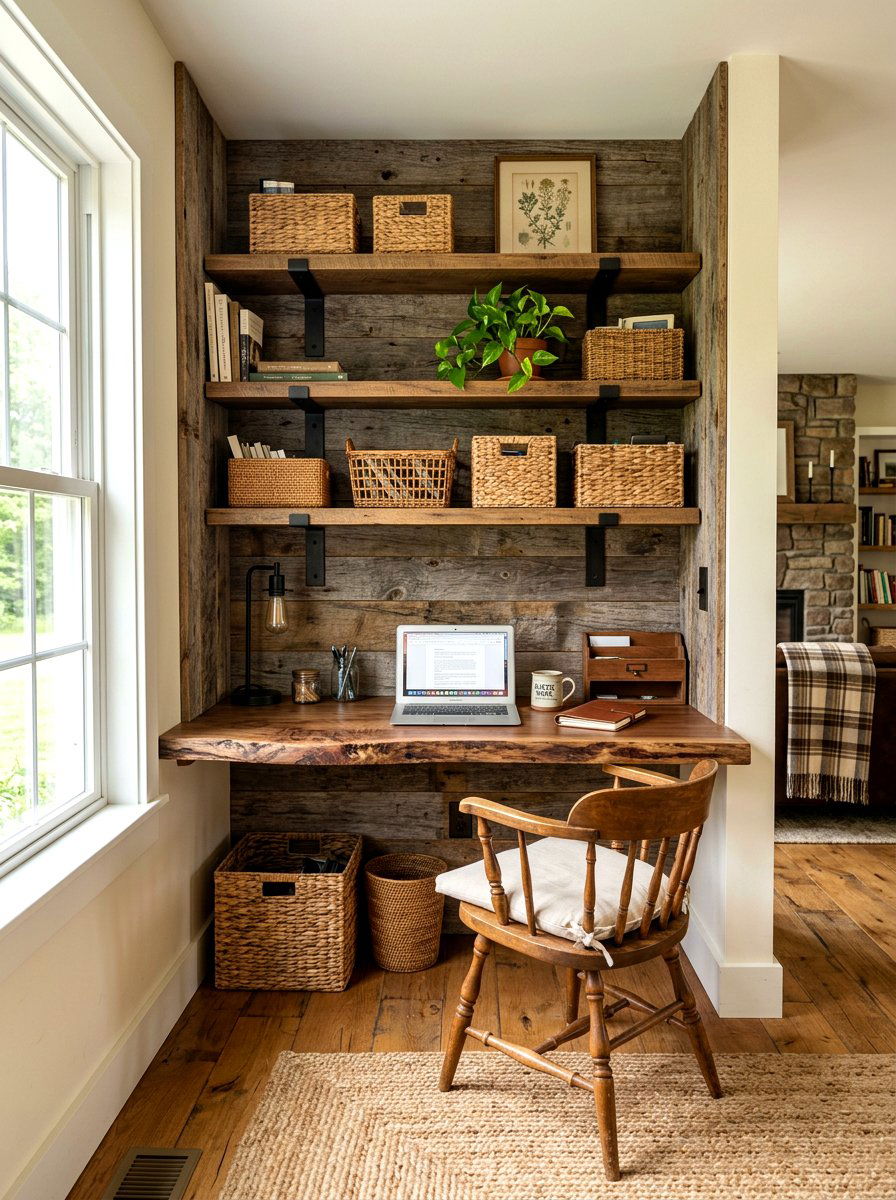 Rustic Reclaimed Wood Cloffice - 30 cloffice apartment ideas