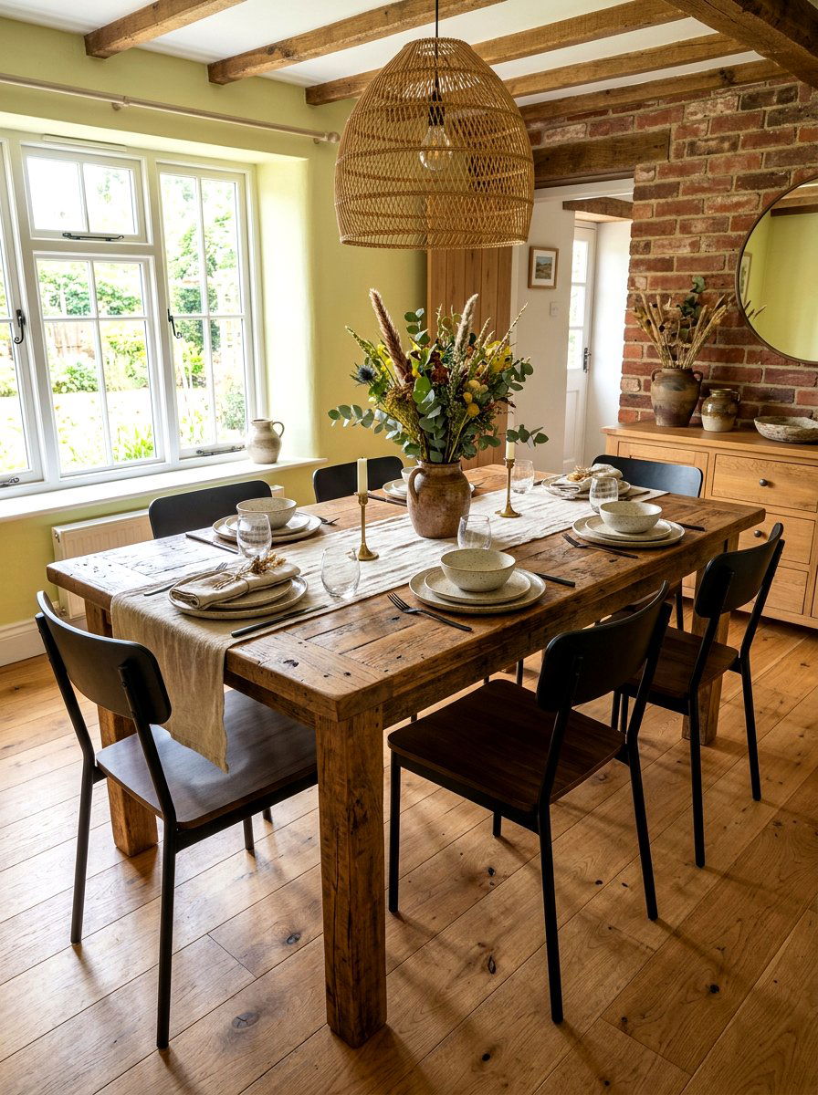 Rustic Reclaimed Wood Dining Table - 30 brown dining room decor ideas