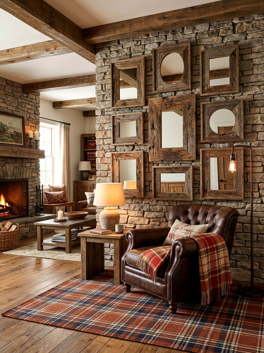Rustic Reclaimed Wood Mirror - 30 statement mirror gallery ideas