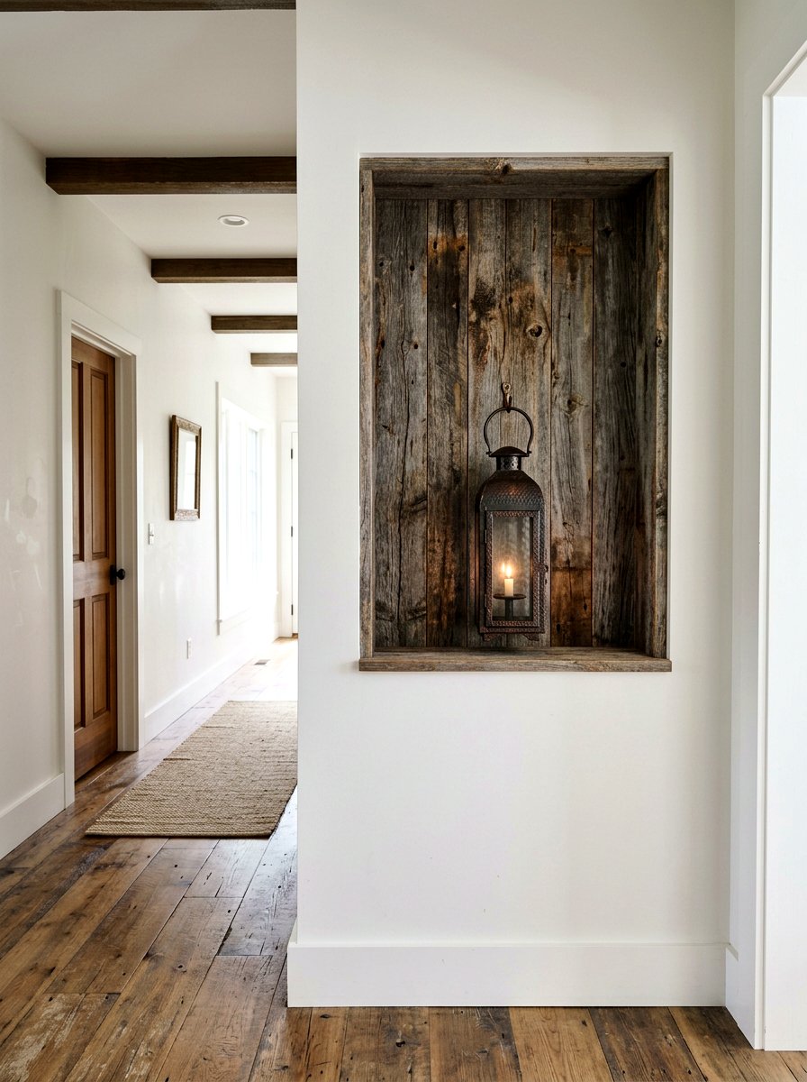 Rustic Reclaimed Wood Niche - 30 built in hall niche ideas