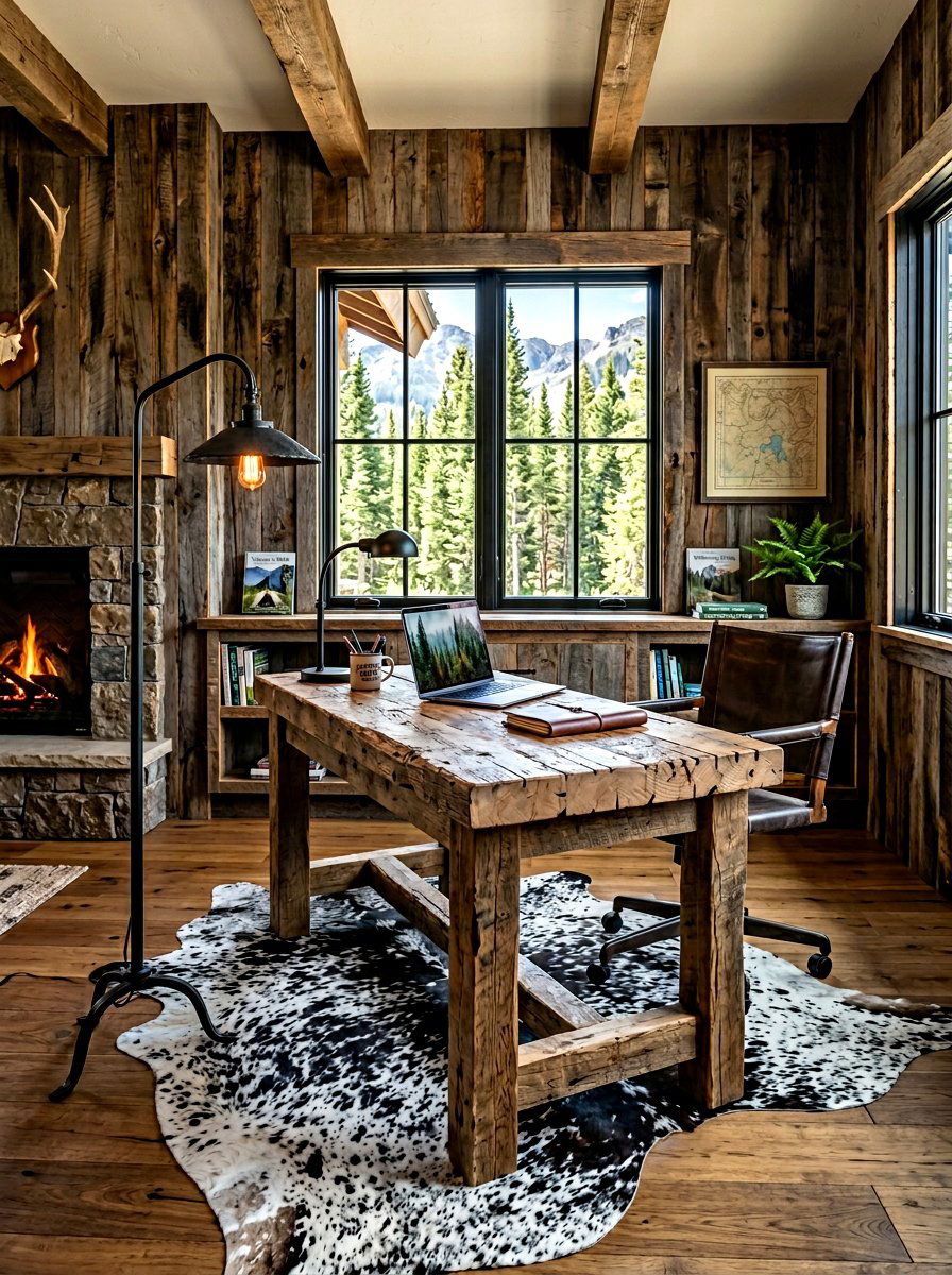 Rustic Reclaimed Wood Paneling - 30 office wall molding ideas