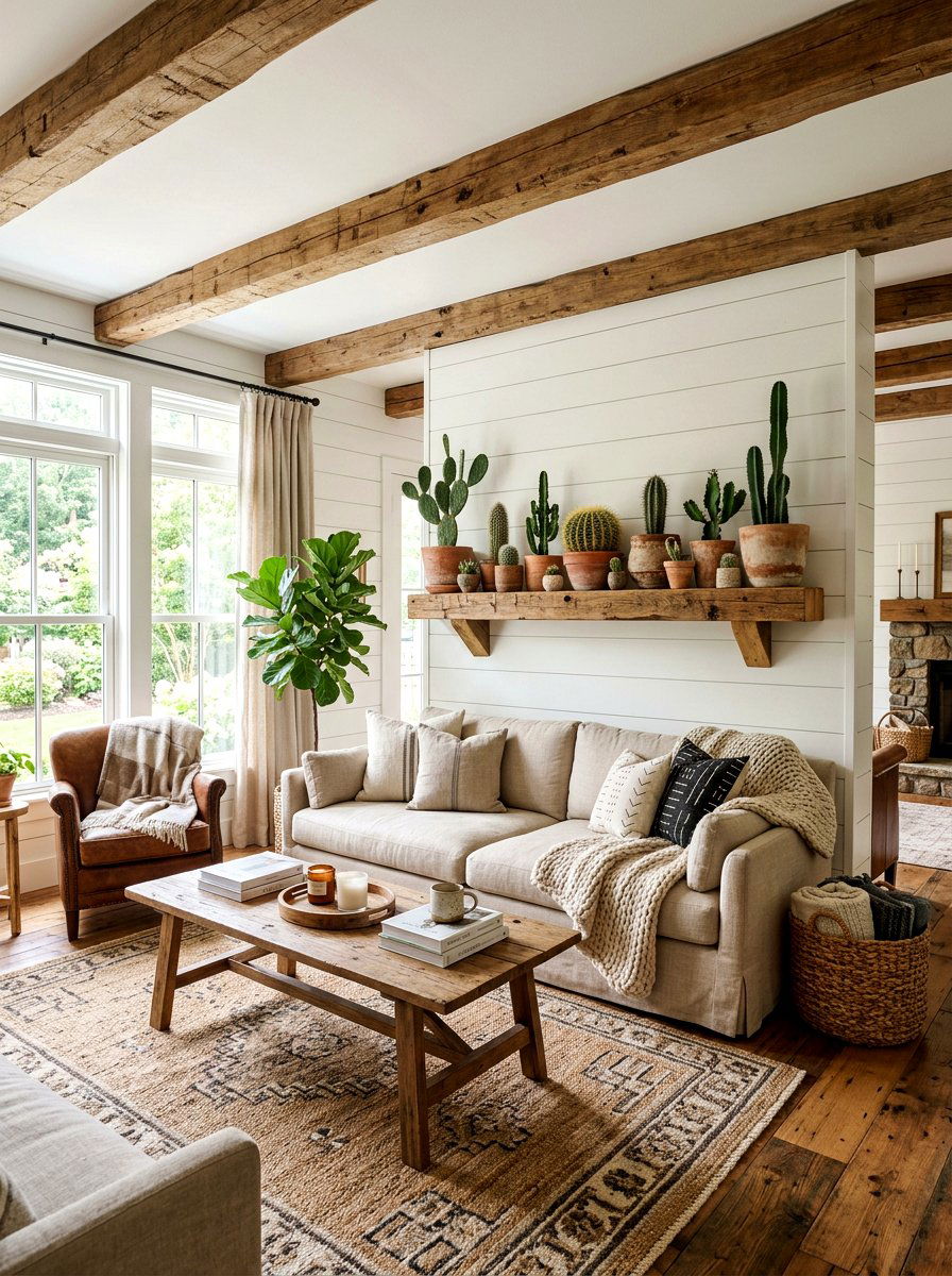 Rustic Reclaimed Wood Shelf - 30 cactus shelf ideas
