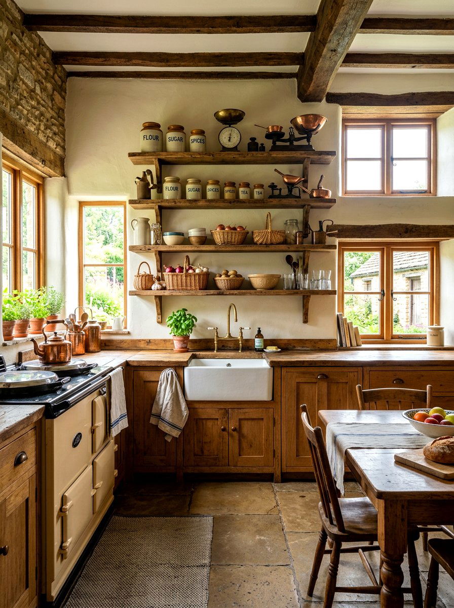 Rustic Reclaimed Wood Shelving - 30 kitchen shelfie ideas