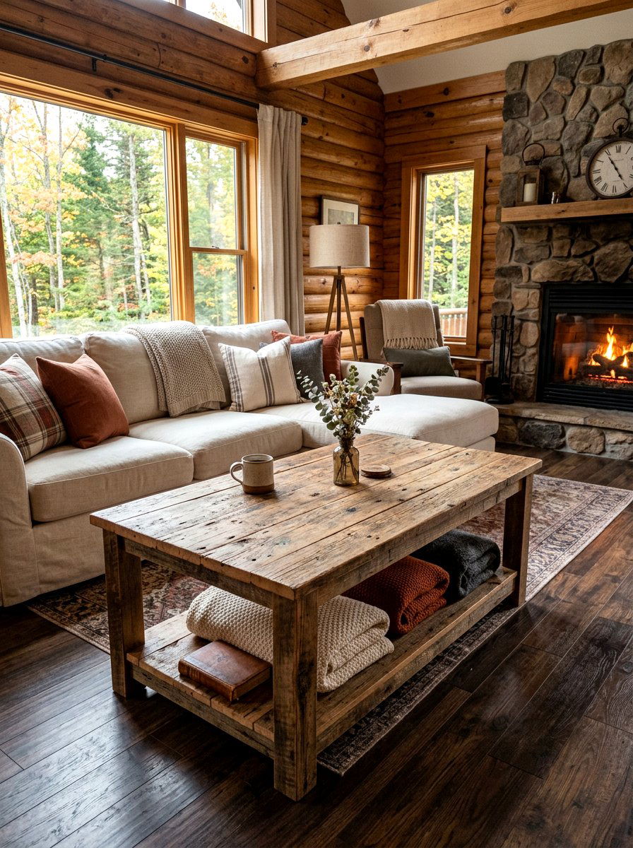 Rustic Reclaimed Wood Table - 30 sofa table ideas