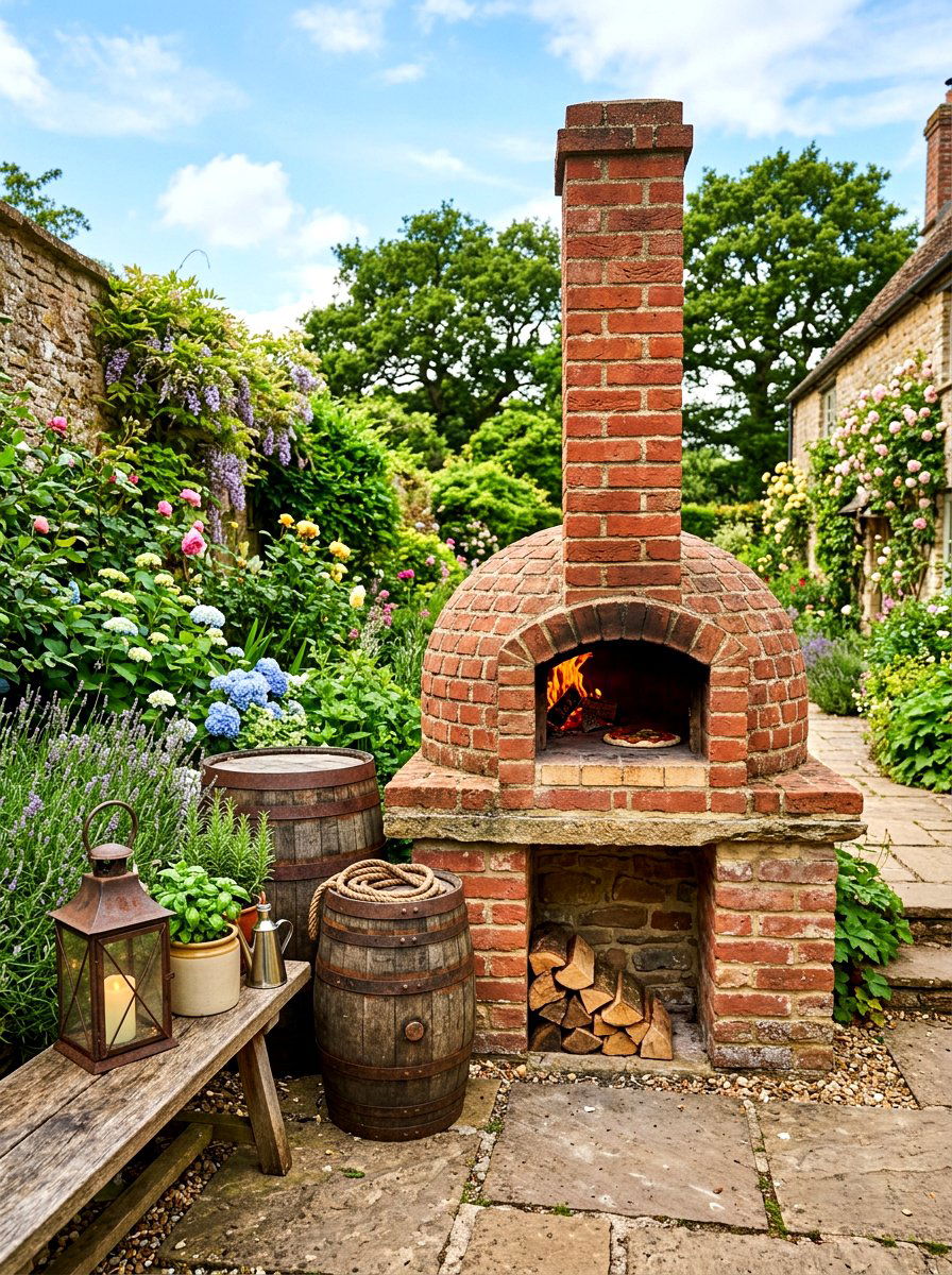 Rustic Red Brick Pizza Oven - 30 outdoor pizza oven ideas