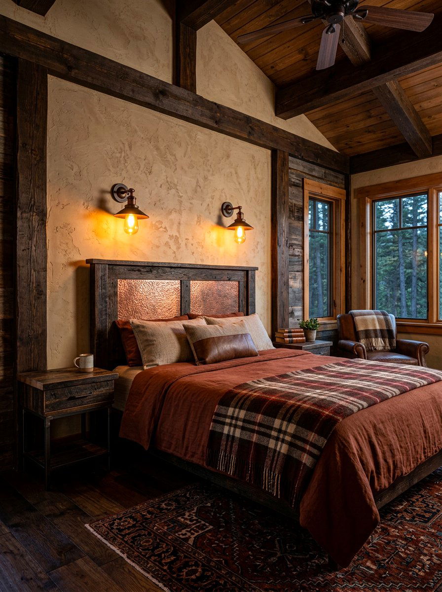 Rustic Sconce Lighting Bedroom - 30 cabin bedroom ideas