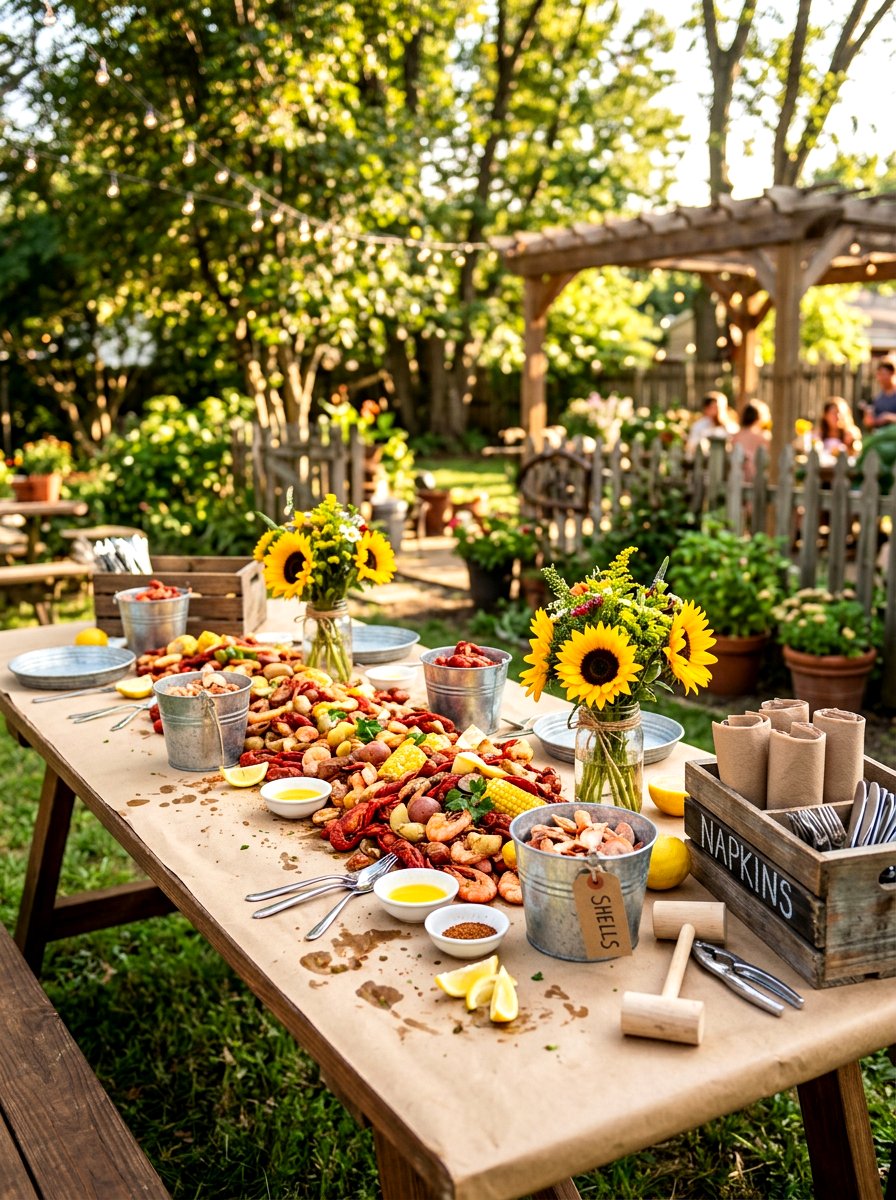 Rustic Seafood Boil Table - 30 seafood dinner table ideas aesthetic