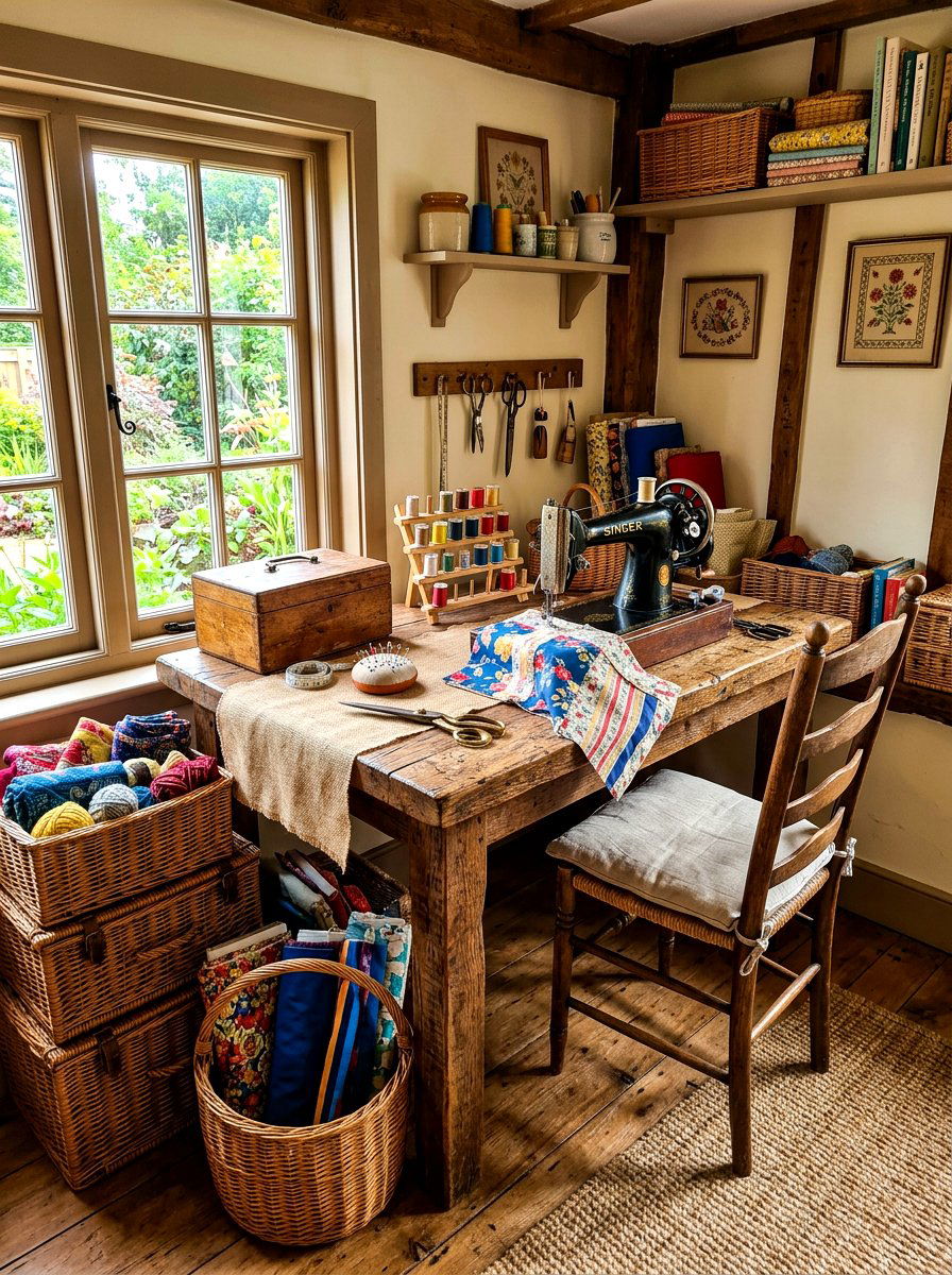 Rustic Sewing Nook - 30 sewing nook ideas