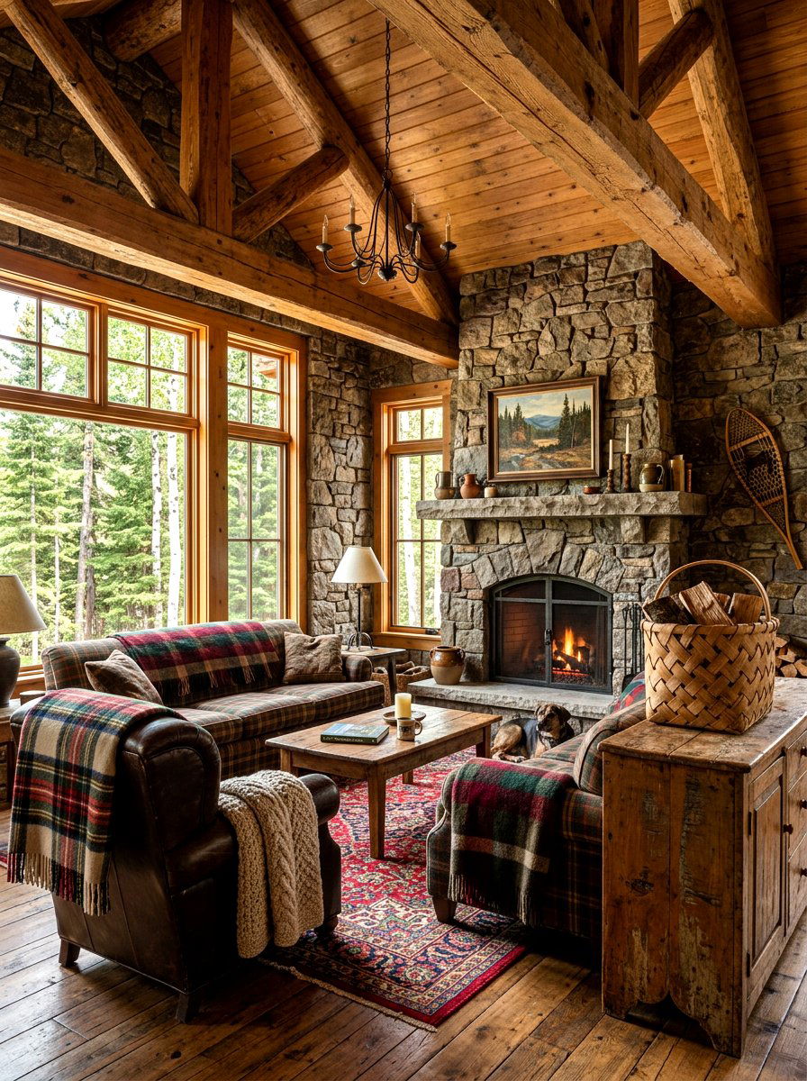 Rustic Split Oak Basket - 30 fireplace wood basket ideas