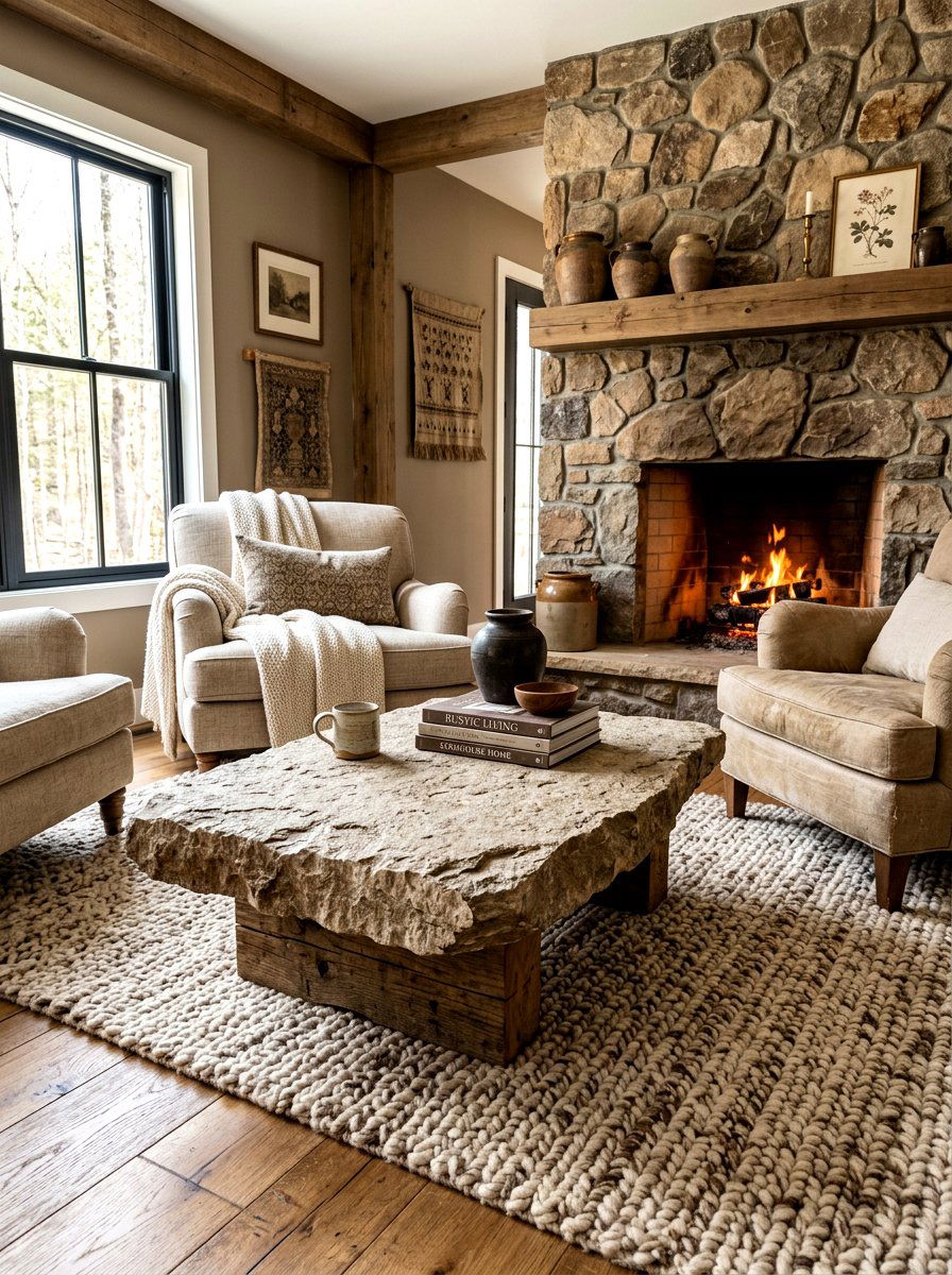 Rustic Stone Coffee Table - 30 stone coffee table ideas