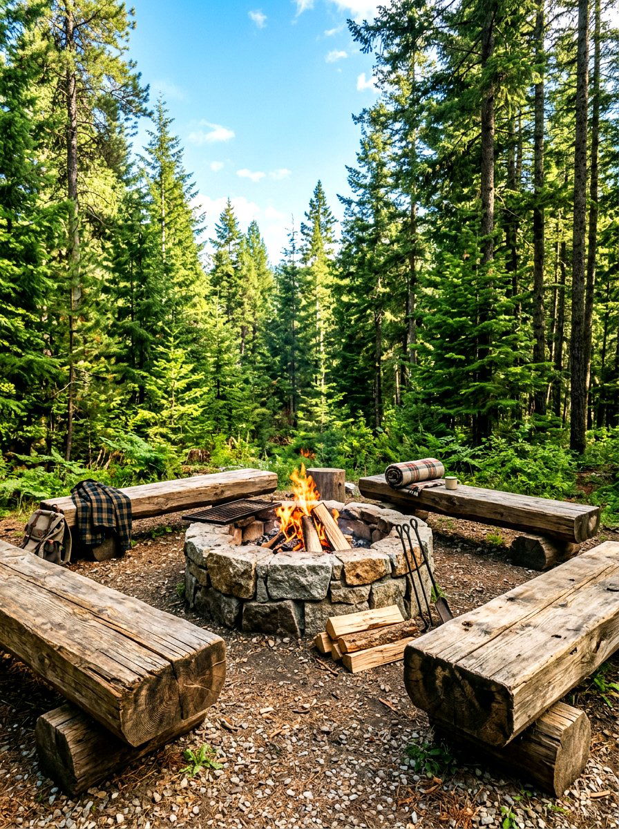 Rustic Stone Fire Pit - 30 square fire pit ideas