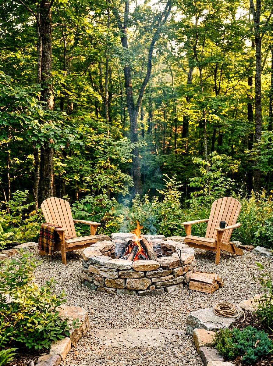 Rustic Stone Fire Pit - 30 fire pit gravel area ideas