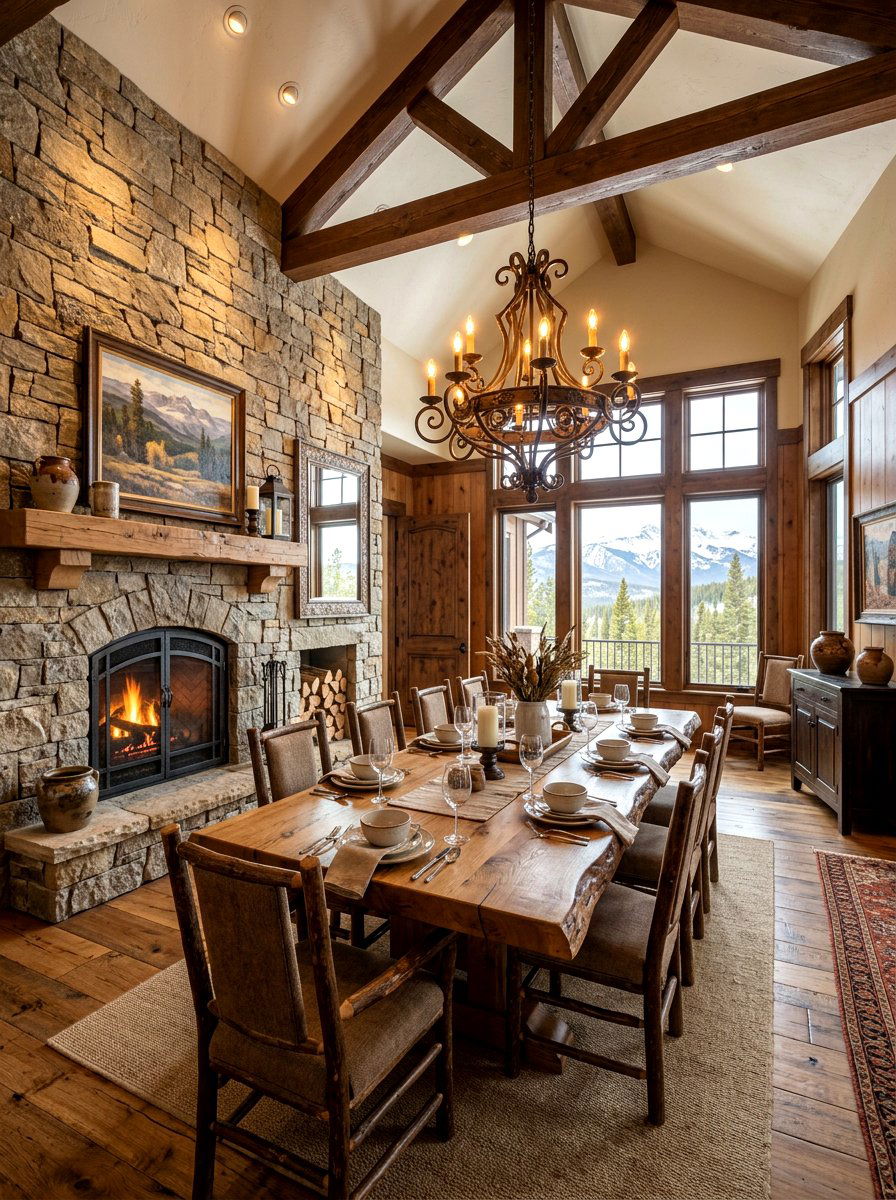 Rustic Stone Fireplace Wall - 30 dining room fireplace wall ideas