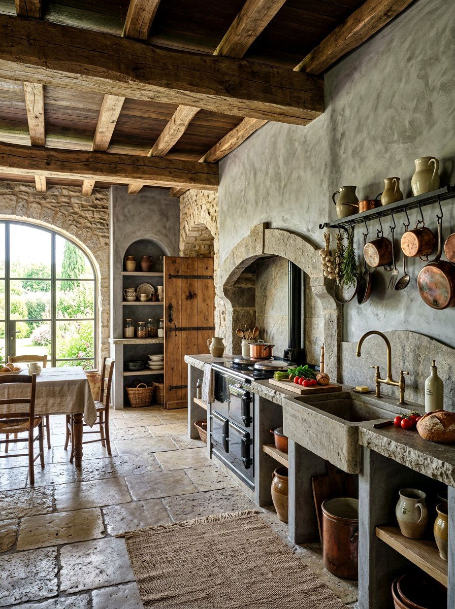 Rustic Stone Kitchen - 30 tadelakt kitchen ideas