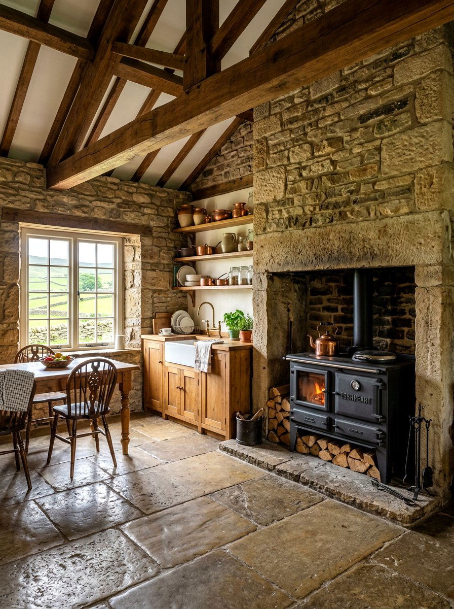 Rustic Stone Kitchen - 30 vintage kitchen ideas